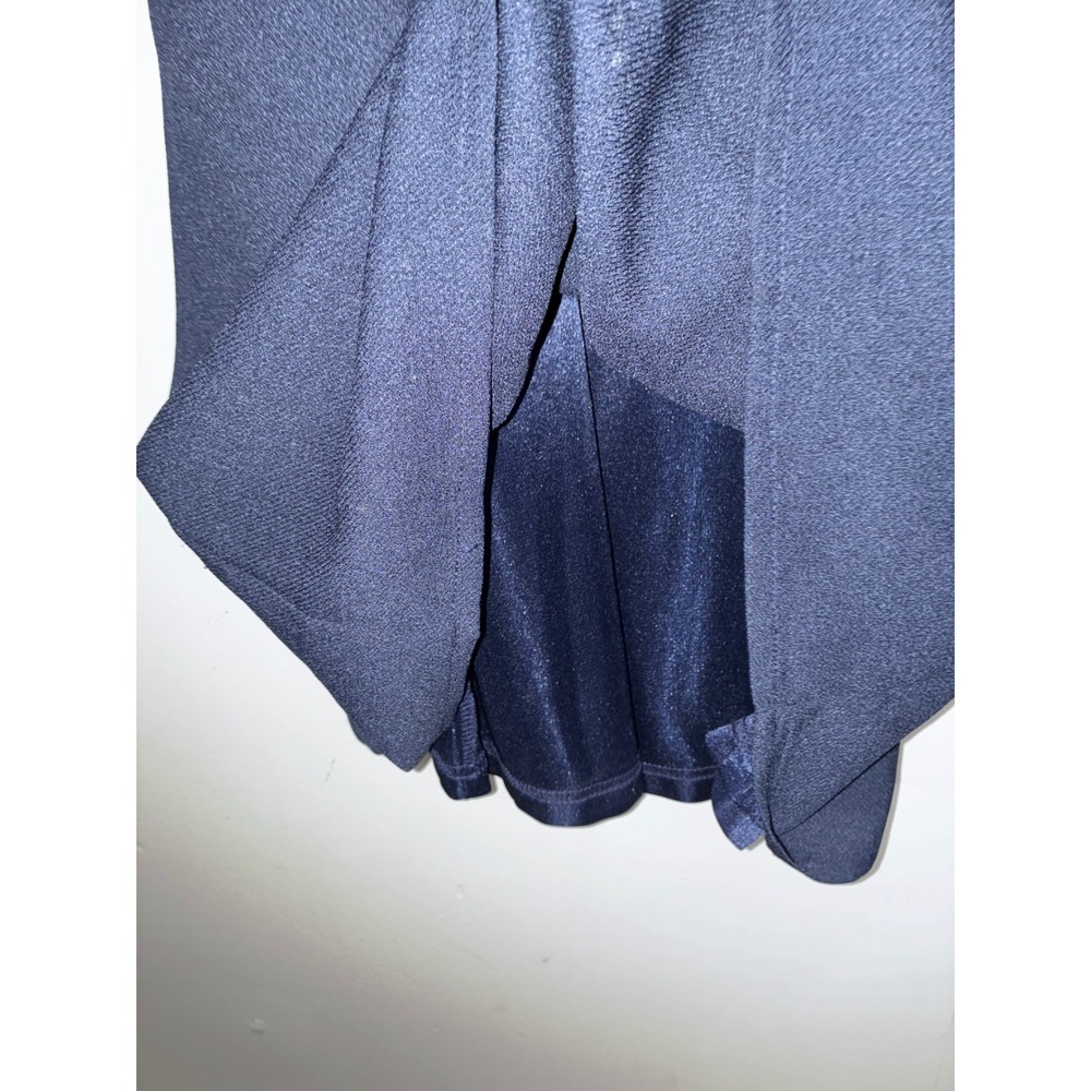 Signature Style Dress Women M Navy Blue Pleated Halter Neck Crepe Lined Mini - Picture 8 of 9